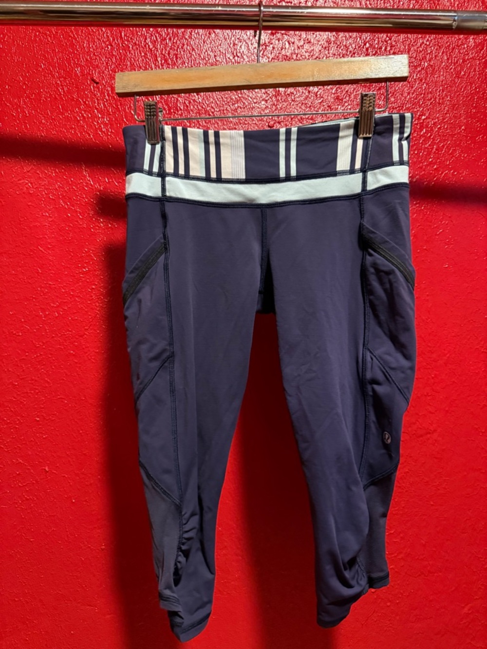 62. Preloved lululemon athletica Navy Capri Leggings with Striped Waistband